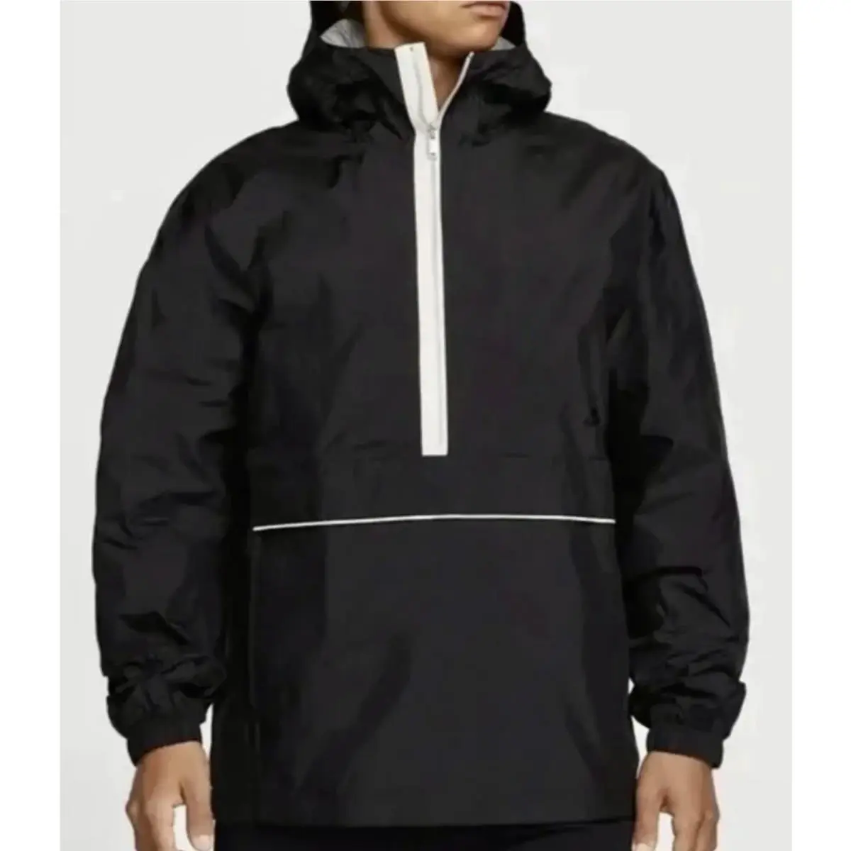 1/2 Zip Pullover Anorak Black Windbreaker Mesh Lined Jacket Mens Sz S by Nike