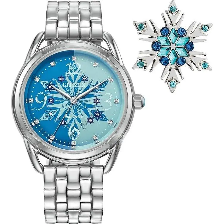 Frozen Eco-drive Ladies Watch and Pin Gift Set FE7091-61W by Citizen