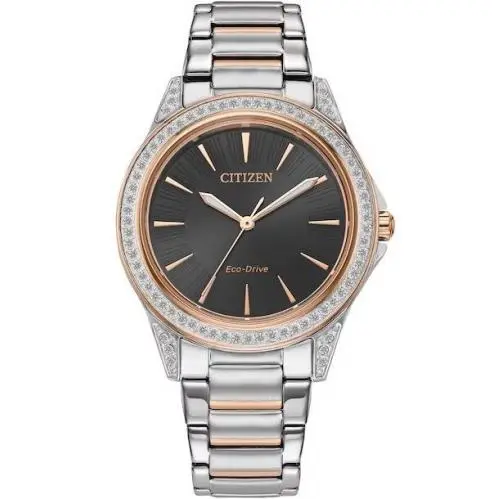 Crystal Black Dial Ladies Watch EM0946-58E by Citizen