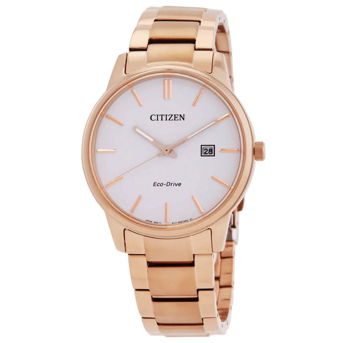 Citizen Pair Eco-drive White Dial Men`s Watch BM6973-97A - White, Dial: White, Band: Rose Gold-tone