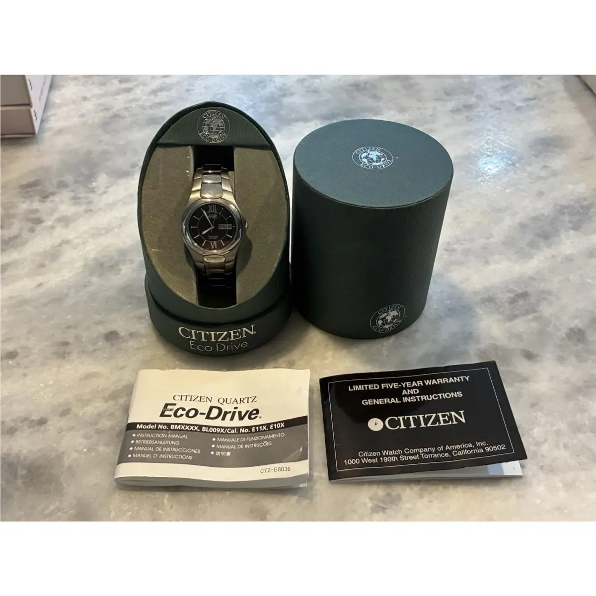 Eco-drive Men`s Watch CTZ-B8036 6676S w Box Display Manuals by Citizen