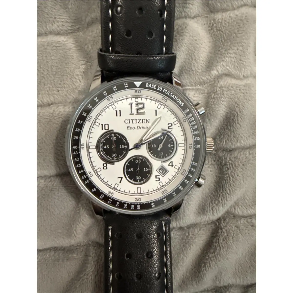 Citizen Eco Drive Chronograph Panda Watch White Dial Nina Rindt Type Universal