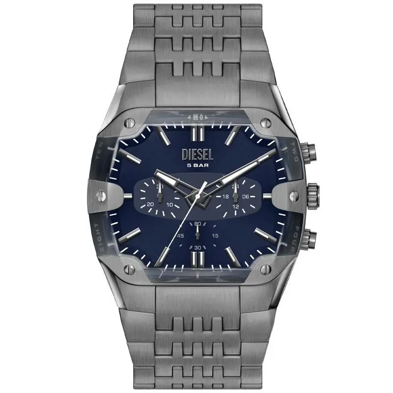 Spiked Cushion Quartz 45mm Blue Dial Men`s Watch DZ4717 by Diesel