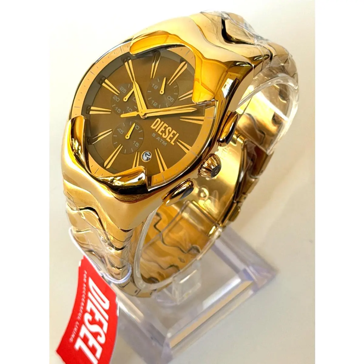 DZ4681 Mens Mercurial Chronograph Gold S/steel Watch 45mm Bnwt/box by Diesel