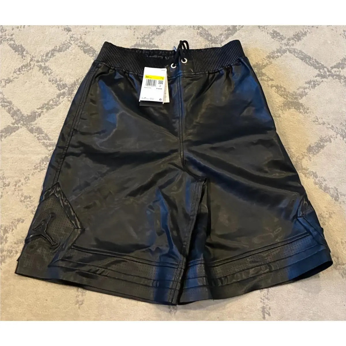 Nike clothing - Nike Air Jordan Vegan Leather Diamond Shorts - HV0077-010 HV0077010 - Black (UPC: 198485184503) 1