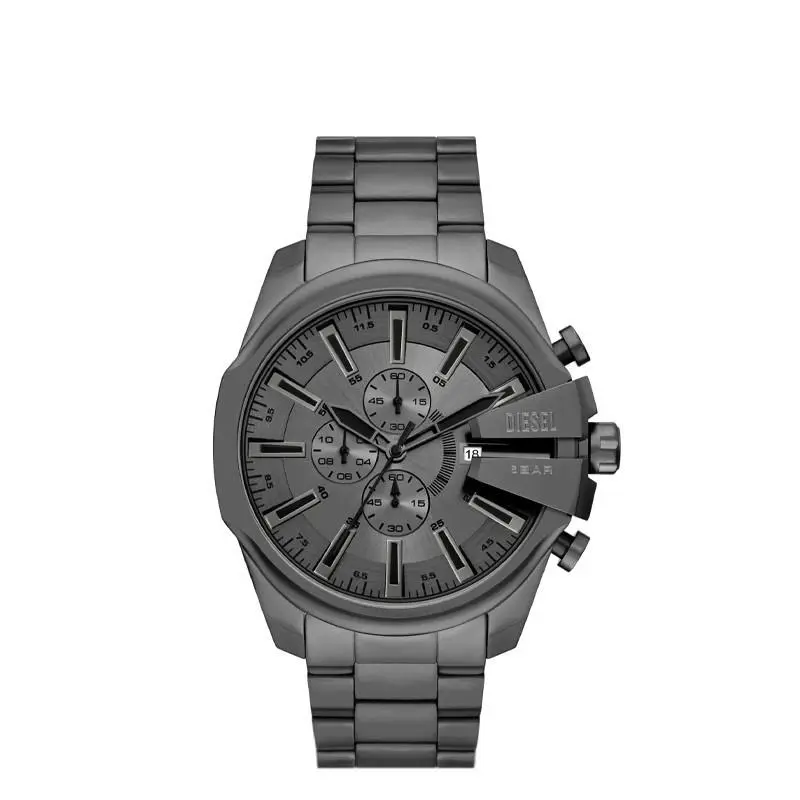 Diesel Mega Chief Slim Quartz Gray Dial 48mm Men`s Watch DZ4676 - Dial: Gray, Band: Gunmetal, Bezel: Gunmetal