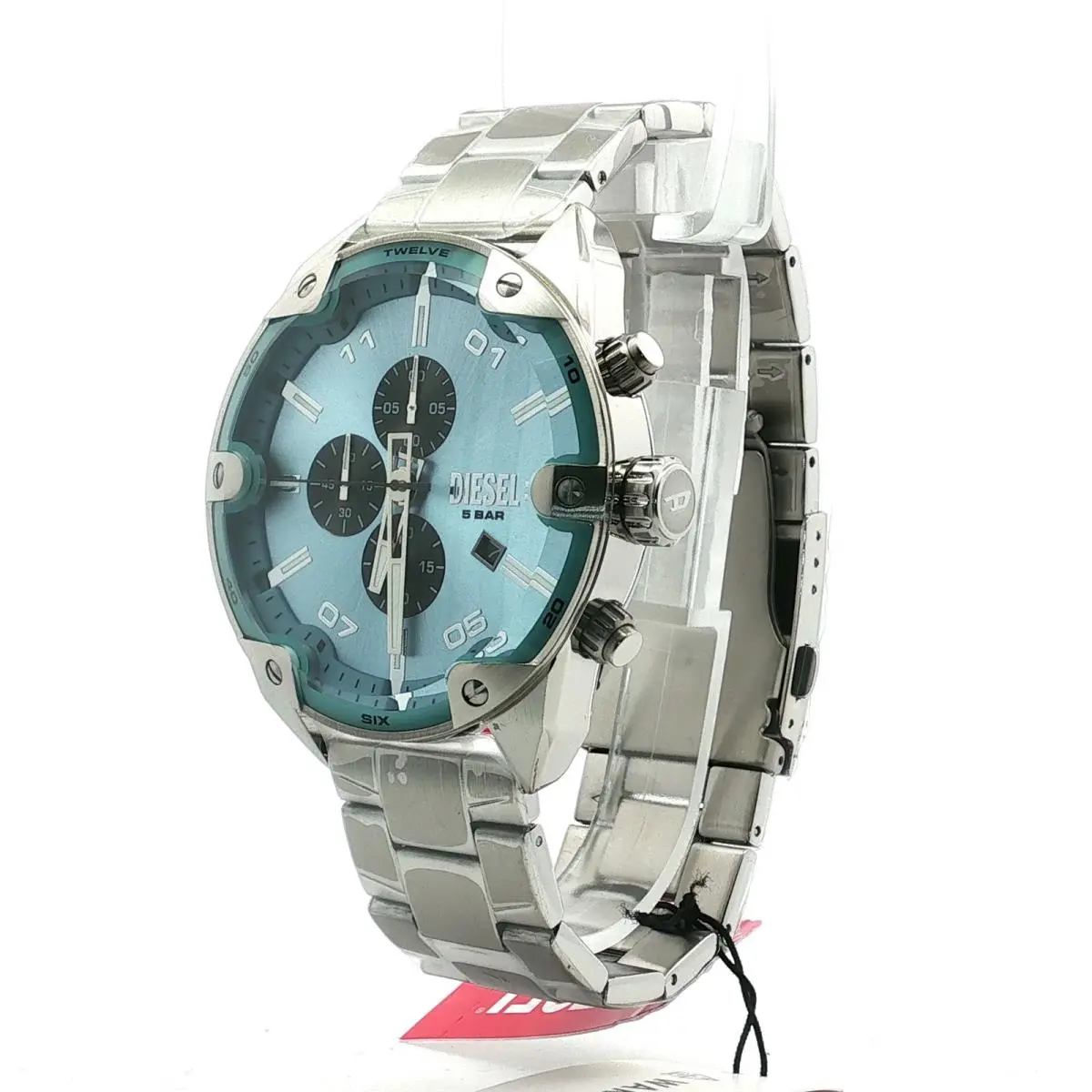Diesel Spiked 49mm Blue Dial Men`s Watch DZ4655 - Dial: Blue, Band: Silver