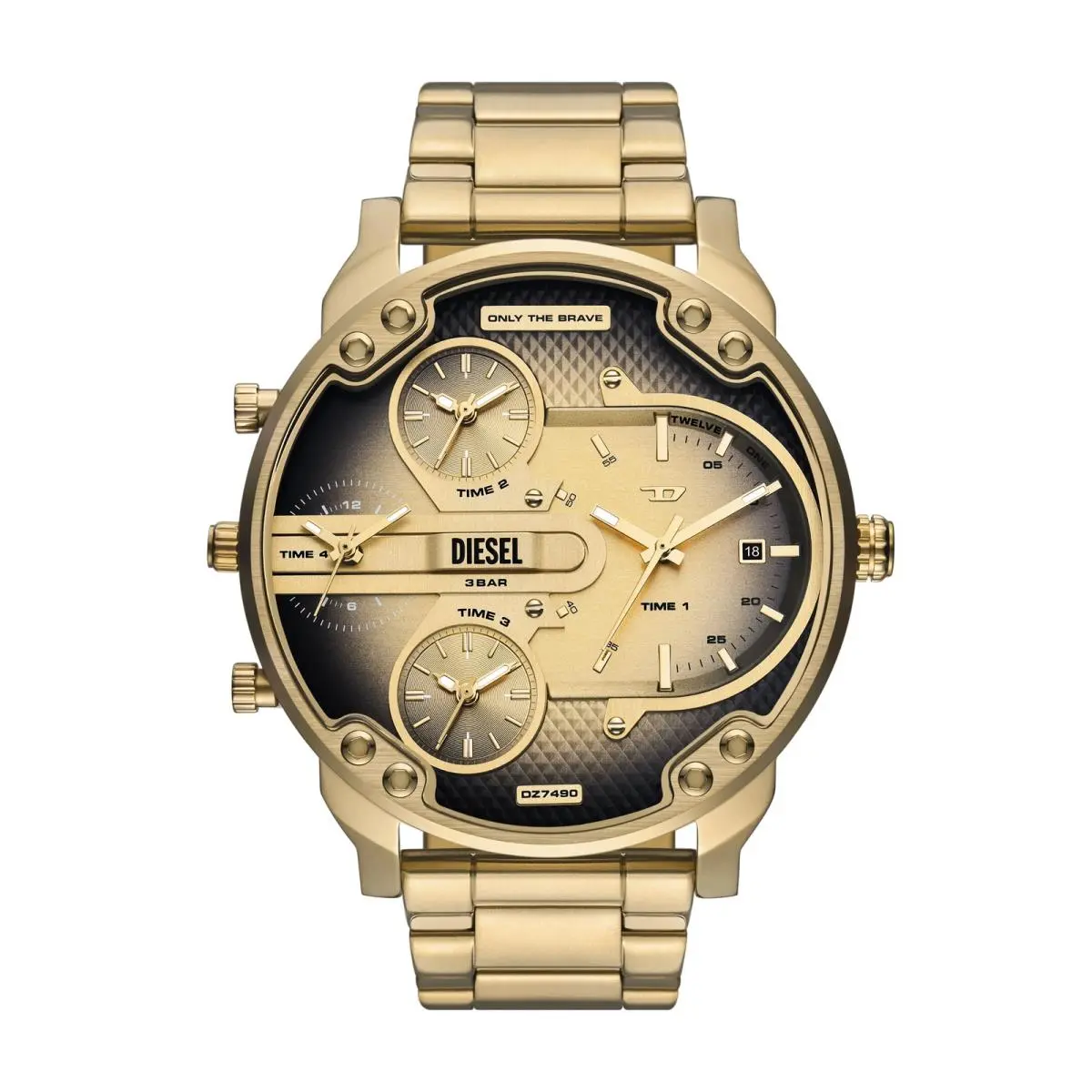 Diesel Mr. Daddy Slim 54mm Black Dial Men`s Watch DZ7490 - Dial: Black, Band: Gold