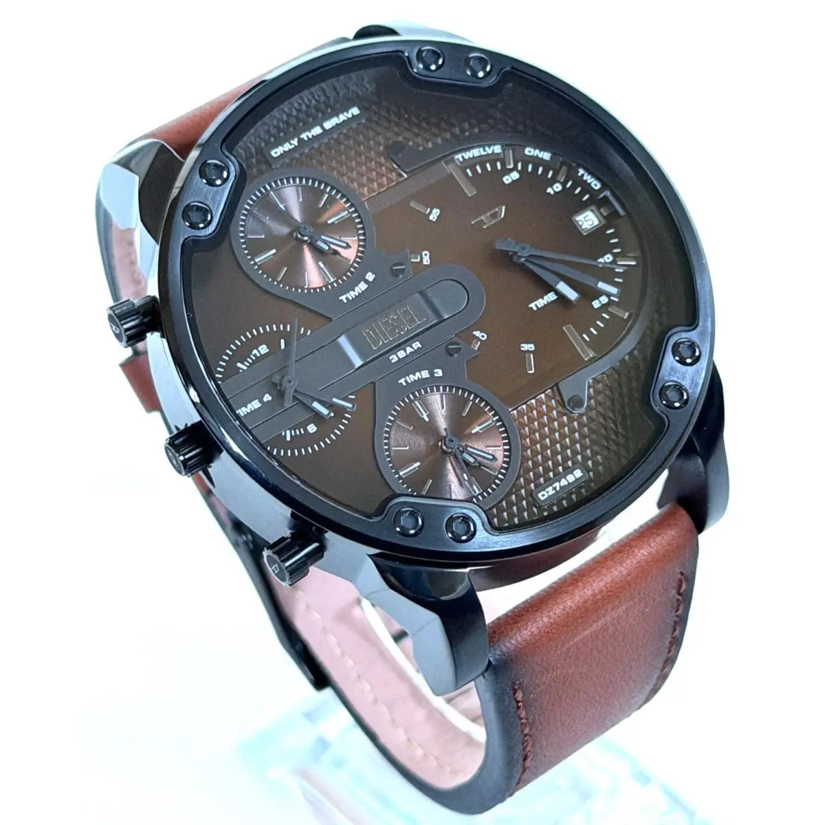 DZ7492 Mr. Daddy Slim 54mm Brown Dial/leather Strap Men`s Watch by Diesel