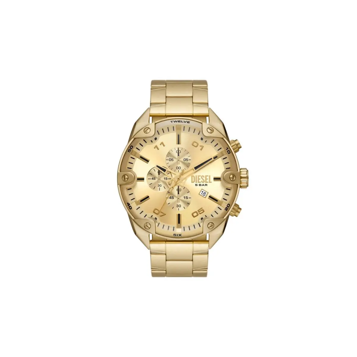 Spiked 49mm Gold Dial Men`s Watch DZ4608 by Diesel