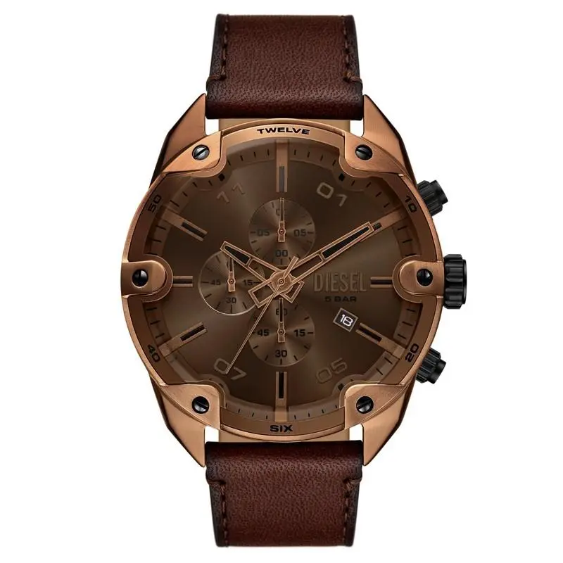 Spiked 49mm Quartz Brown Dial Men`s Watch DZ4698 by Diesel
