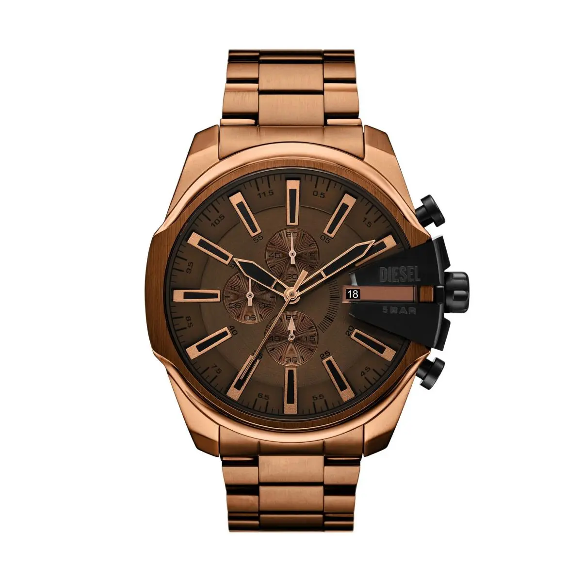 Diesel Mega Chief Slim 48mm Brown Dial Men`s Watch DZ4697 - Dial: Brown, Band: Brown