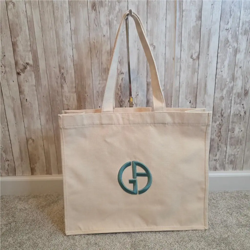 Women`s  Tote Bag Beige Teal Nwot by Giorgio Armani