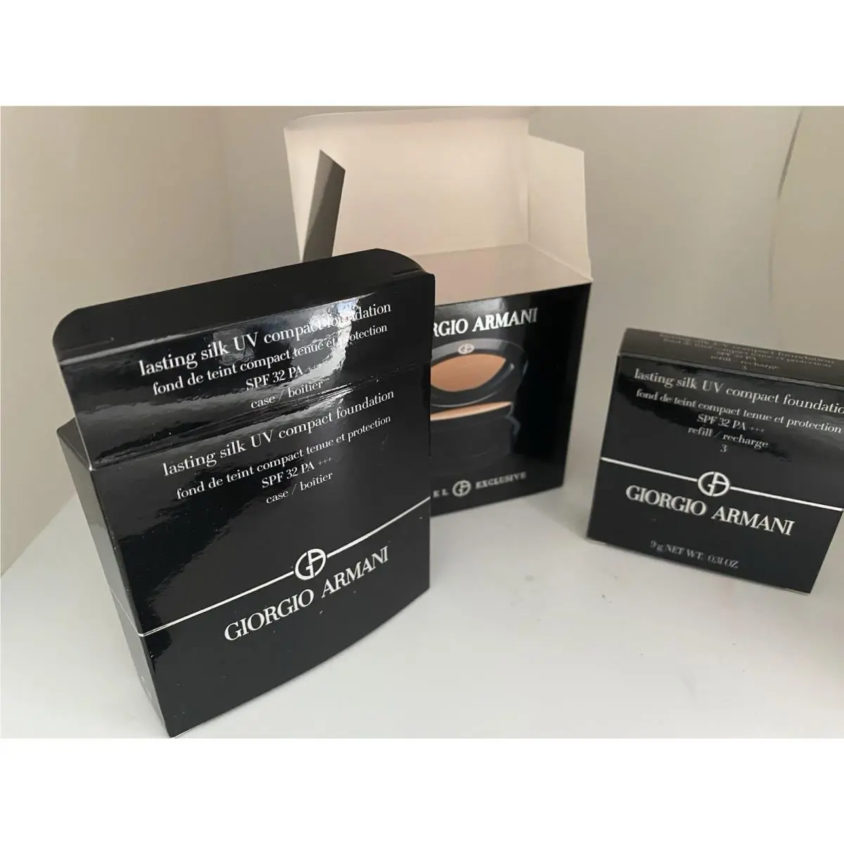 Lasting Silk UV Compact Foundation Set 3 with Case Refill by Giorgio Armani