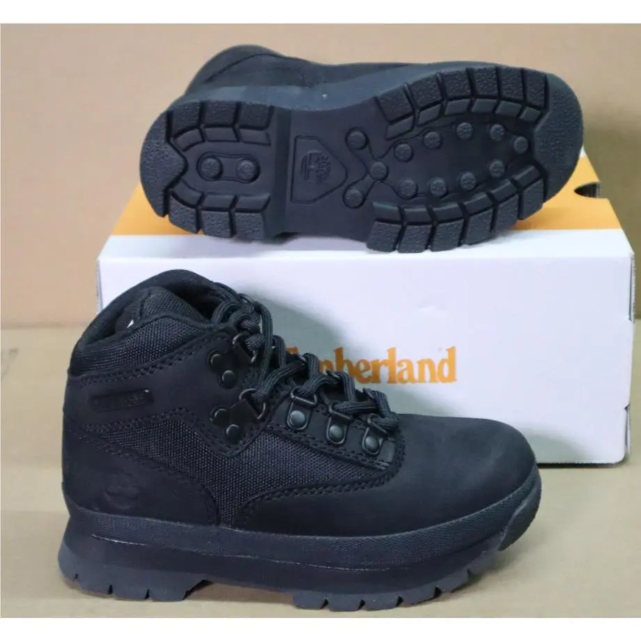 Euro Hiker Mid Lace Boot Black Nubuck TB 0A2QP9 W05 Youth Size 12.5M by Timberland