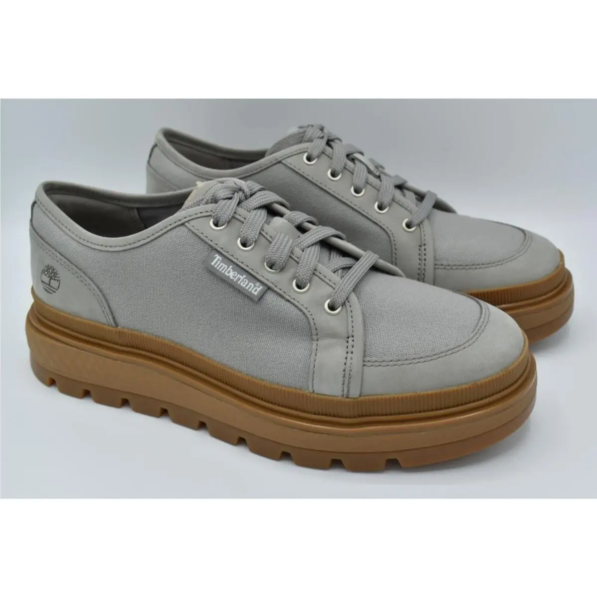 Women Sz 8.5 Ray City Ek+ Grey Canvas Oxford Platform Sneakers Shoes by Timberland