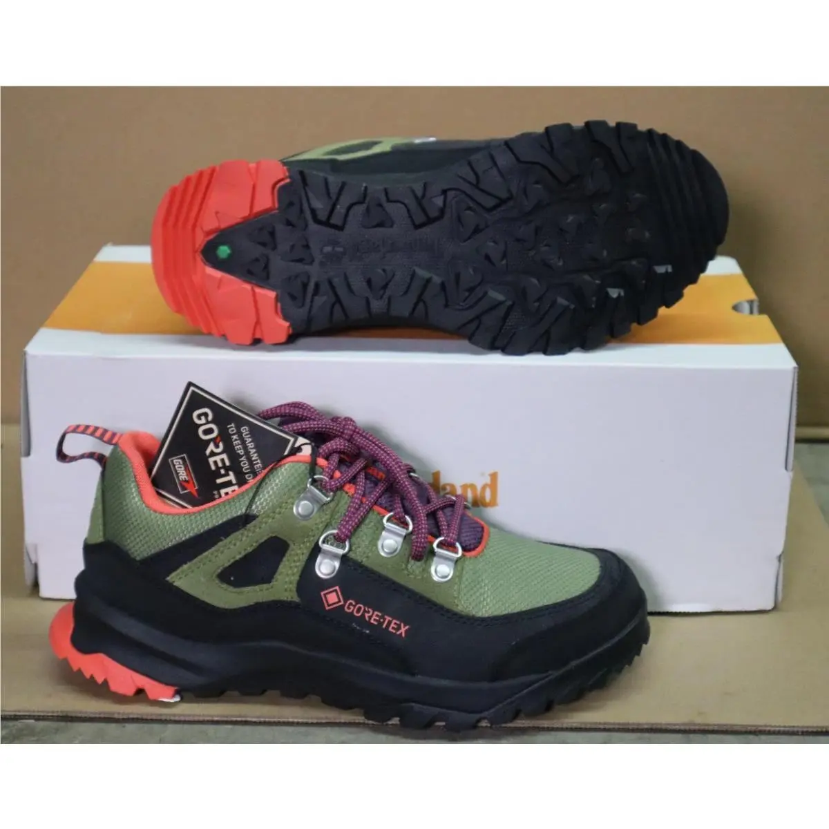 Timberland Lincoln Peak Hiking Gore-tex Medium Green Mesh Shoe Women`s Sz 5.5M