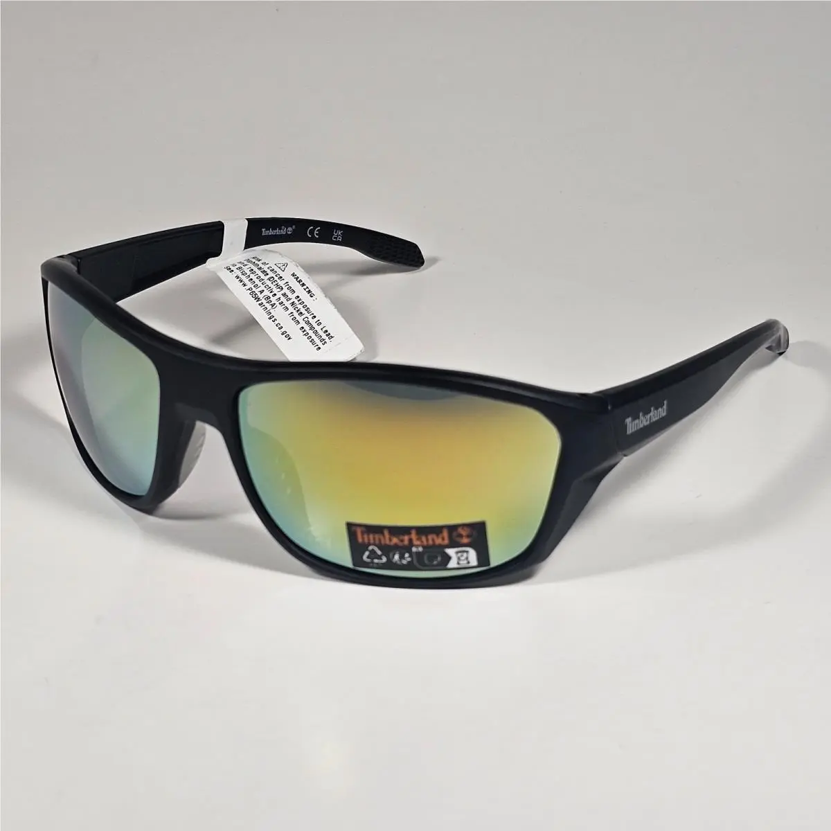 TU00019 02G Men`s Wrap Sunglasses Matte Black Coral Mirror Lens 66mm by Timberland