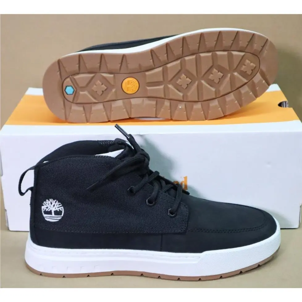 Maple Grove Mid Lace Sneaker Black Nubuck Men`s Size 7W by Timberland