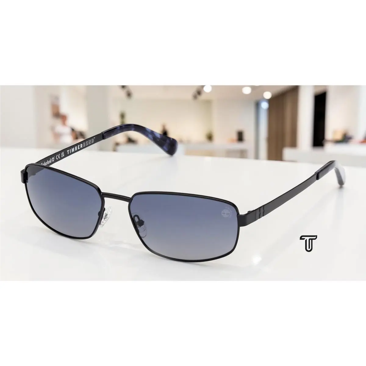 TB00066 02D Metal Matte Black Smoke Polarized 62 mm Men`s Sunglasses by Timberland