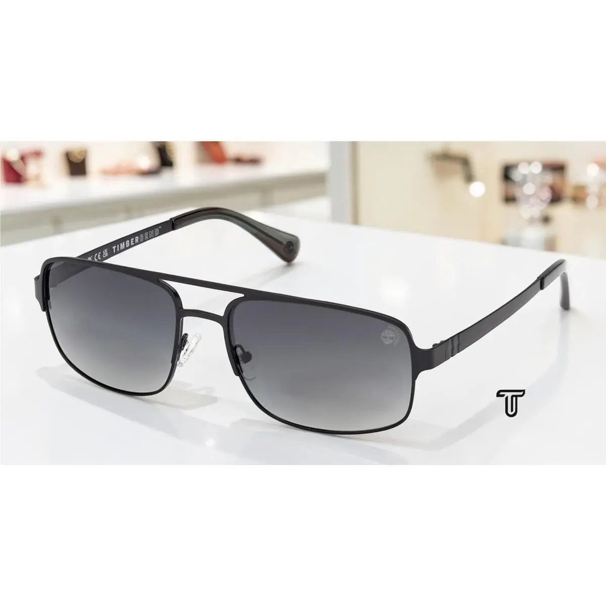TB00065 02D Metal Matte Black Smoke Polarized 63 mm Men`s Sunglasses by Timberland