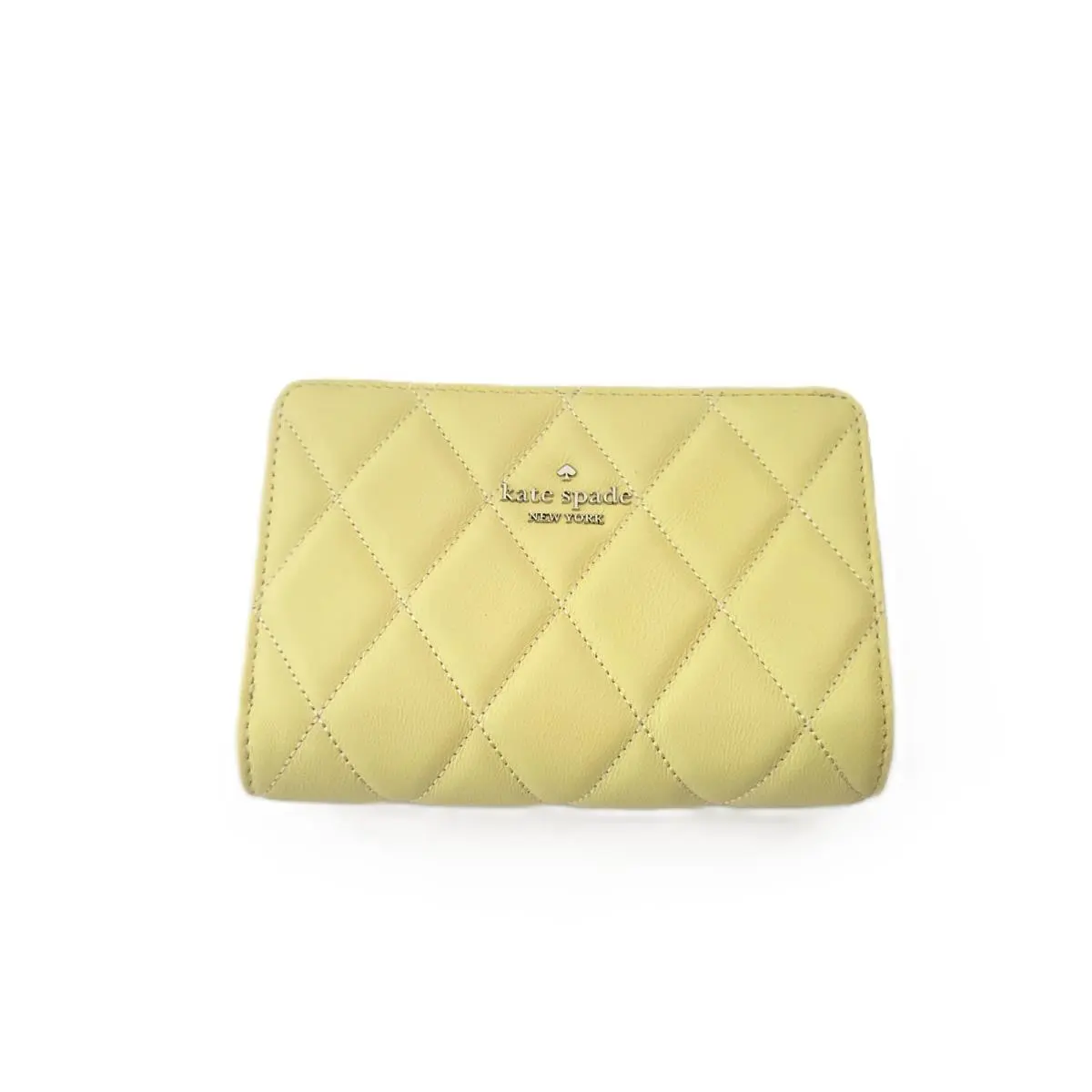KN755 Smooth Quilted Leather Medium Bifold Wallet Lemon Fond by Kate Spade