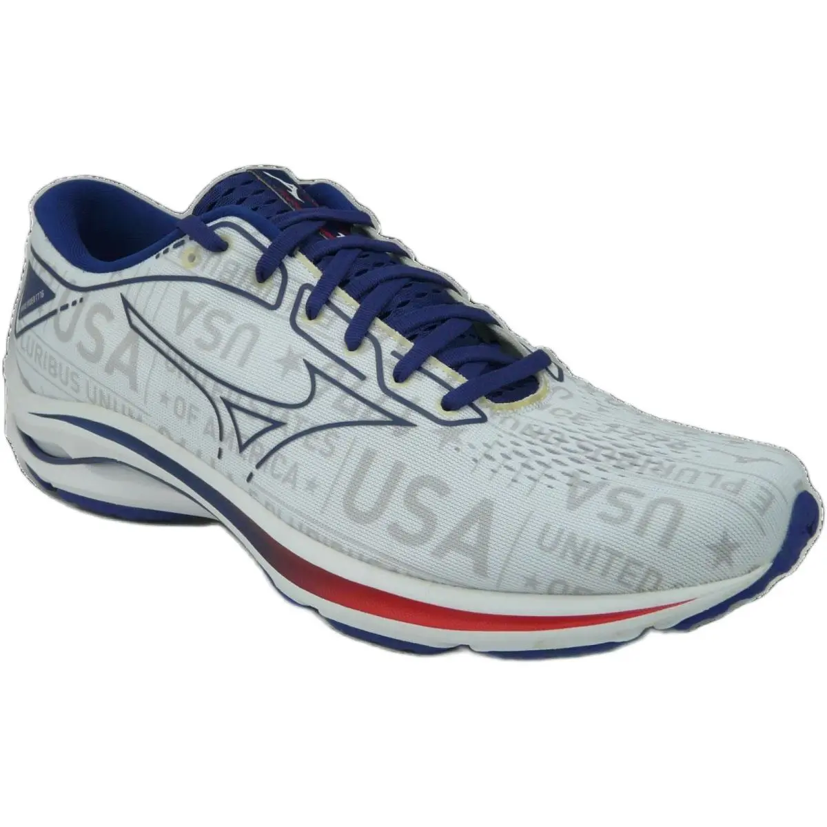 Mizuno Wave Rider 25 Men`s Running Shoes White Blue Red US 11.5