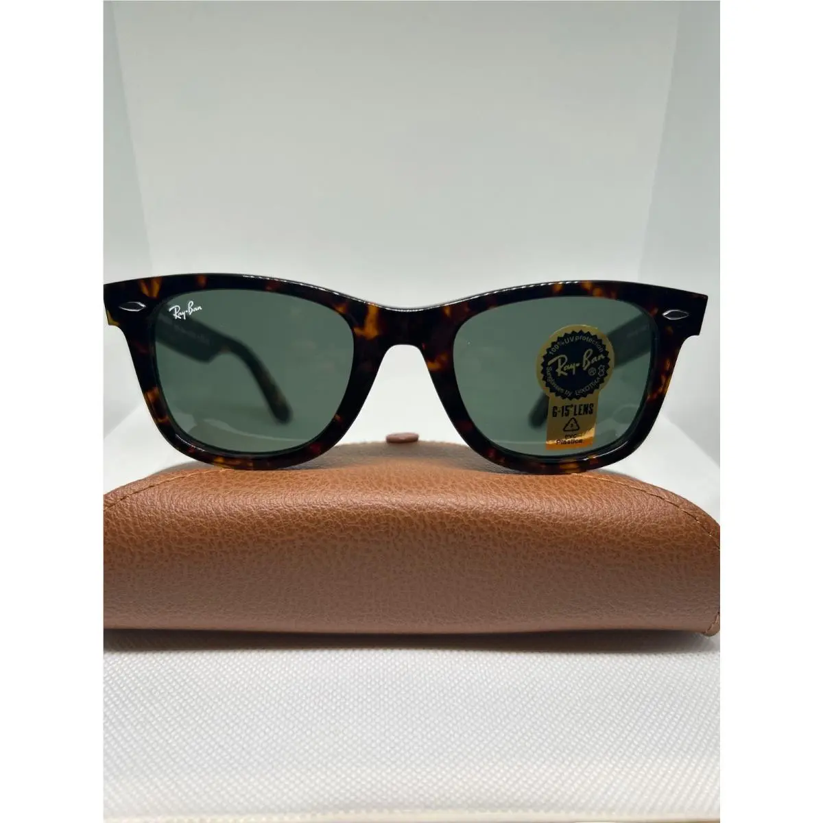 Ray-ban Sunglasses Wayfarer Ray-ban RB2140 902 Tortoise Frame Green Lens by Ray-Ban