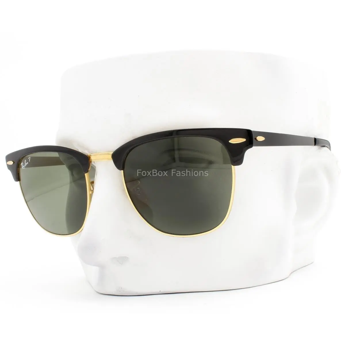 Ray-ban Clubmaster Metal Sunglasses RB 3716 Black on Gold Green Polarized 51mm by Ray-Ban