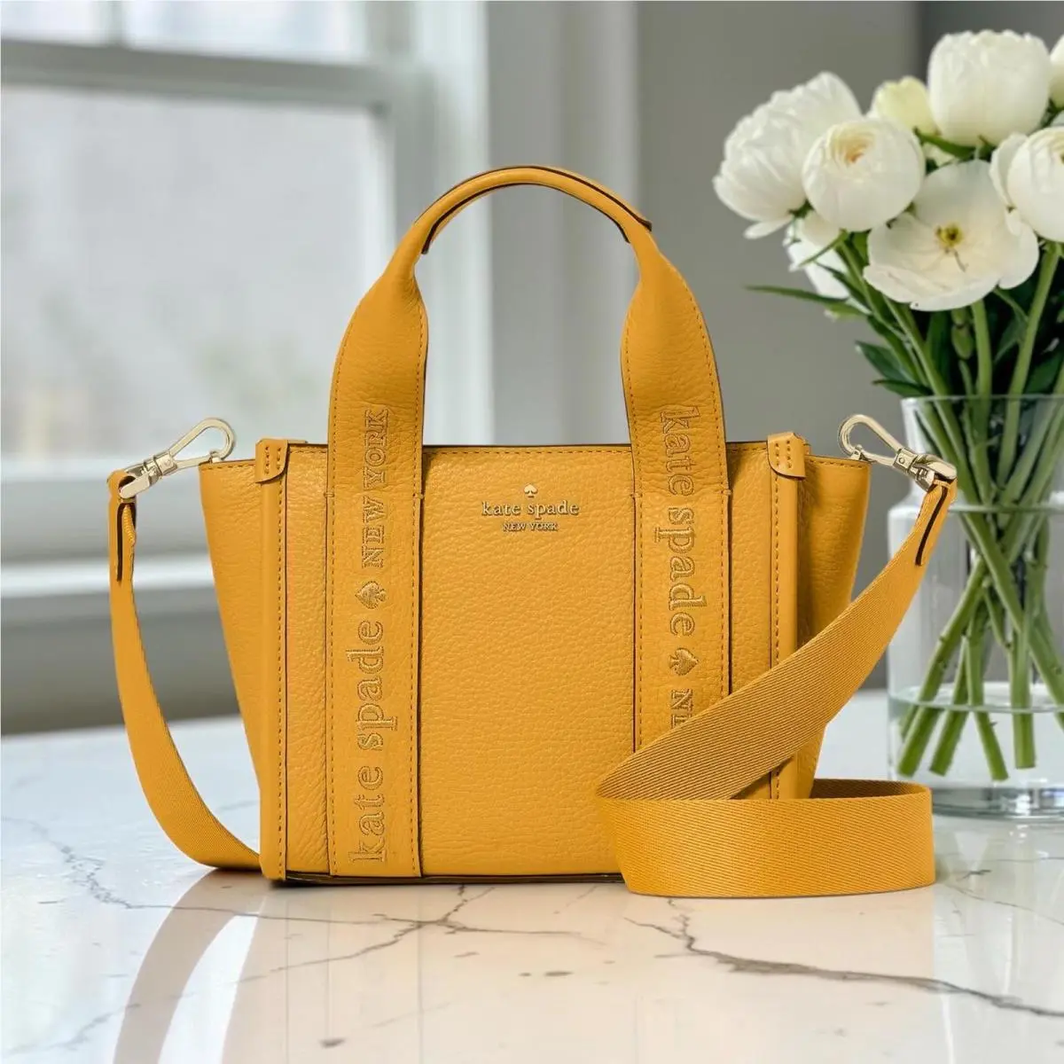 Kip Leather Mini Tote Squash Blossom KL936 Crossbody Bag Yellow by Kate Spade