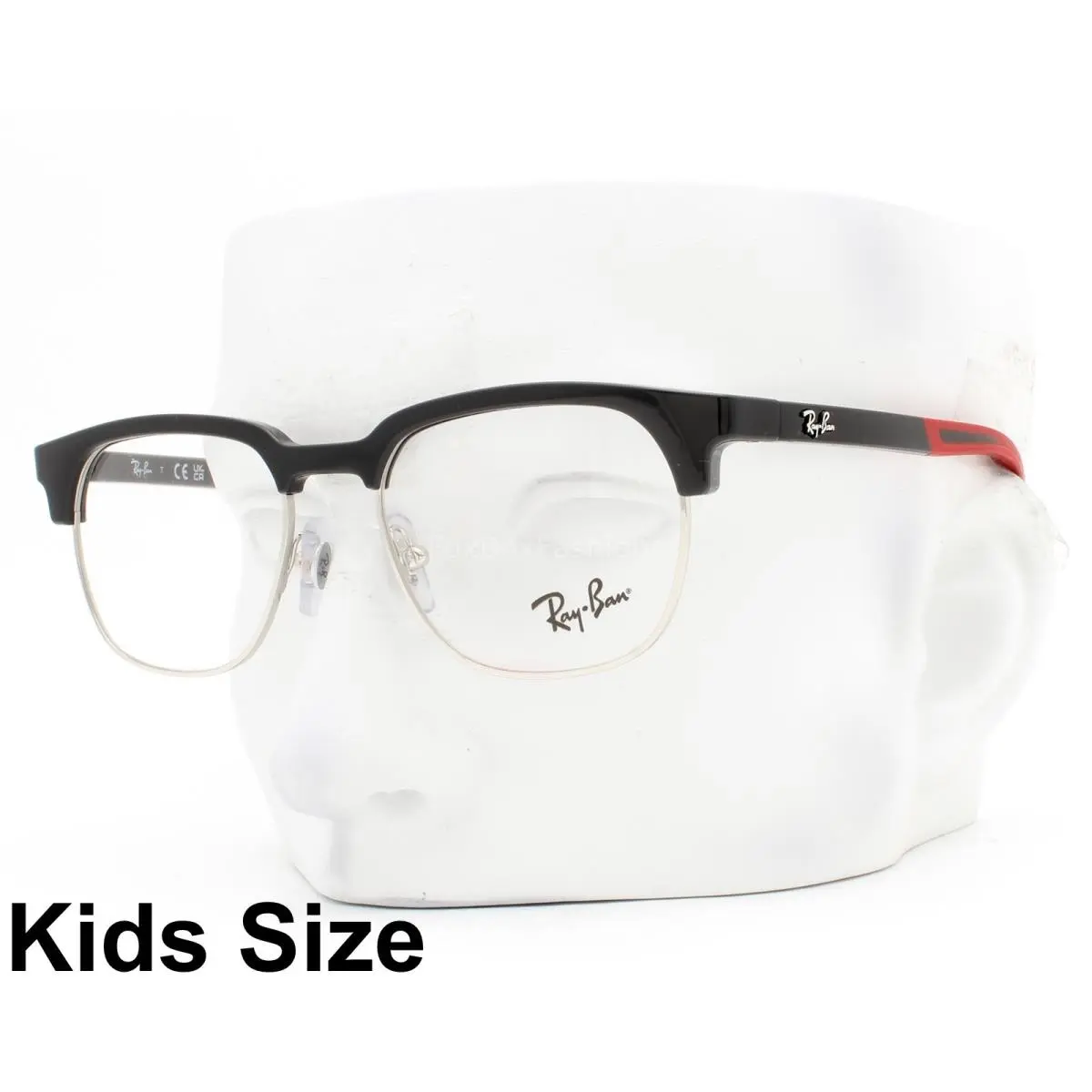 Ray-ban Kids Eyeglasses RB1641 3928 Shiny Black on Silver 48mm Kids Size W/case by Ray-Ban