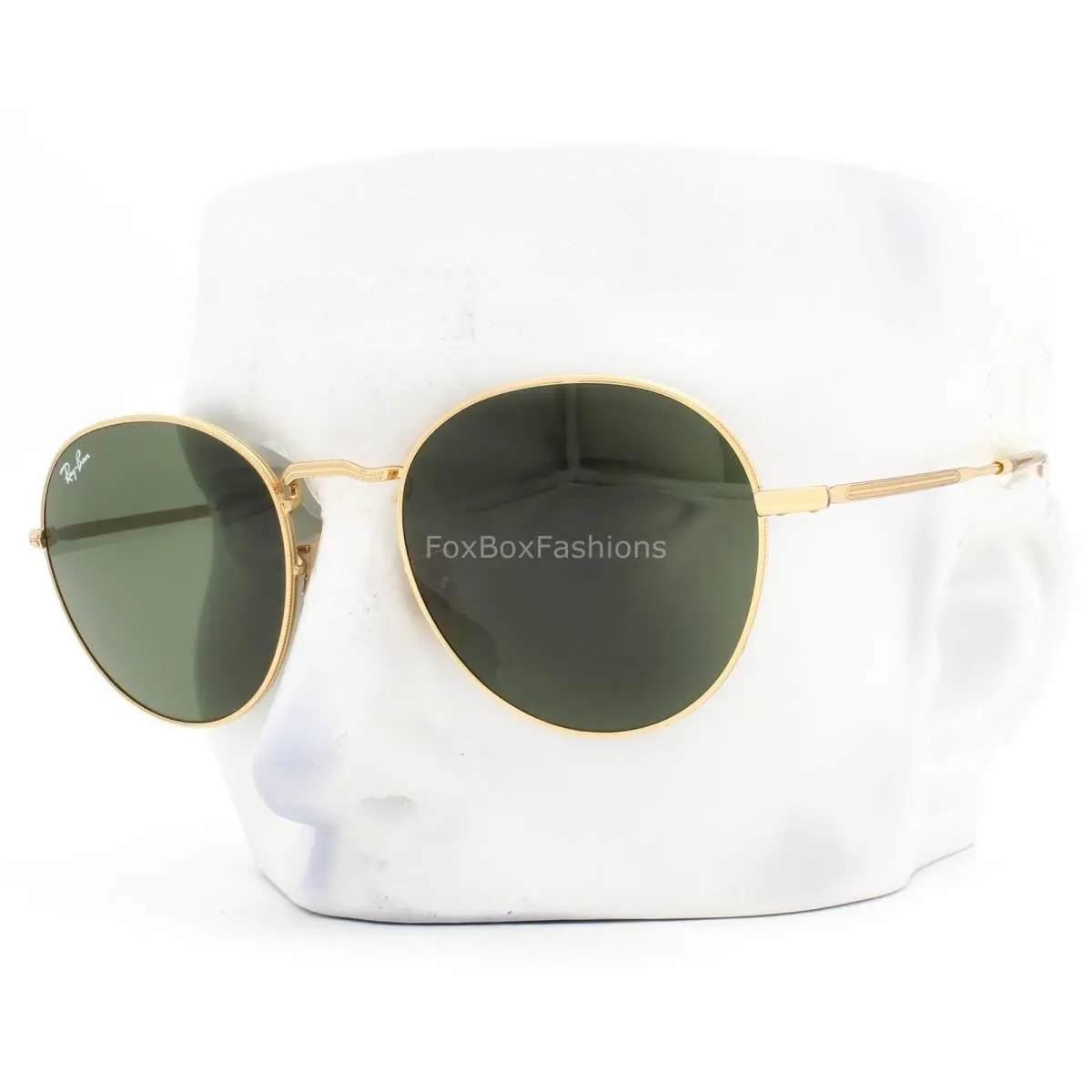 Ray-ban David Sunglasses Shiny Gold Green Glass RB 3582 001/31 with Case by Ray-Ban