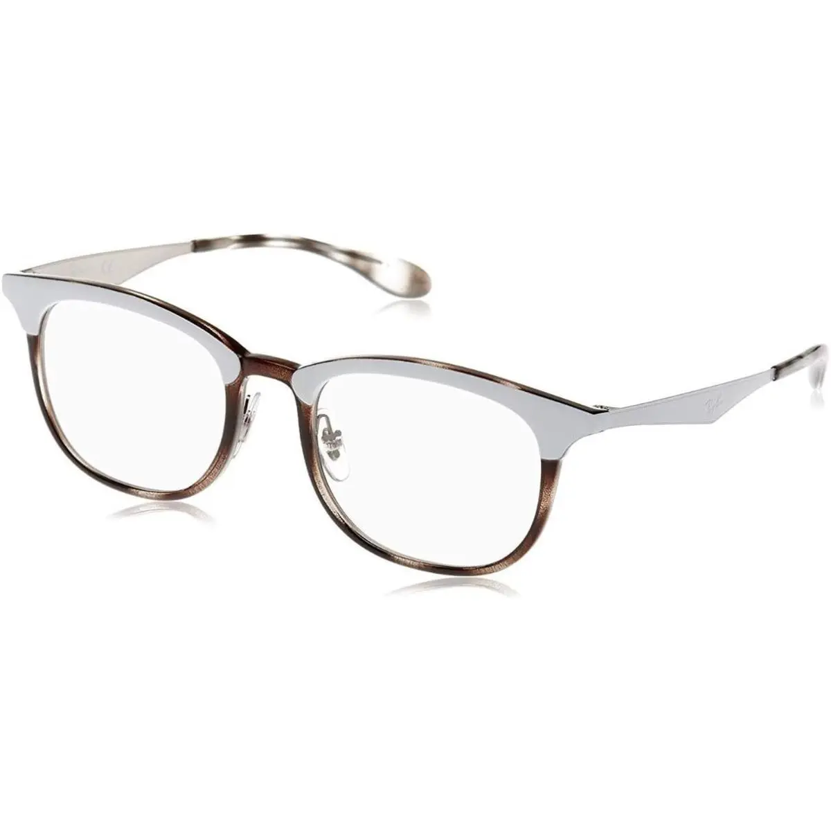 Ray-ban RX7112 5728 53mm Eyeglasses White Black Transparent / Clear Demo Lens