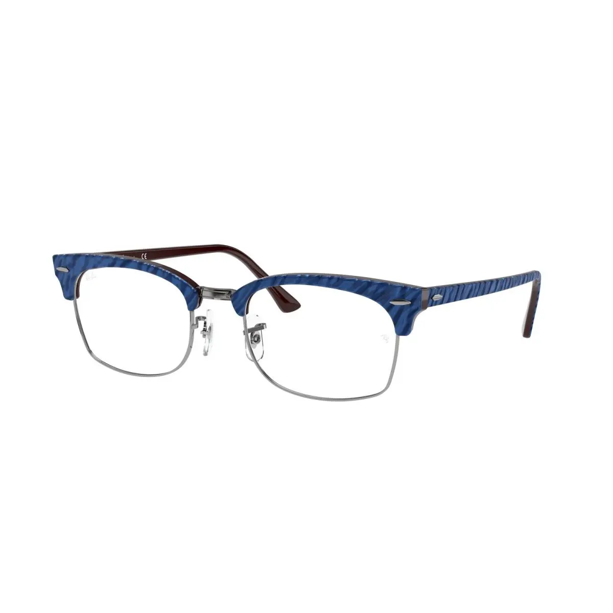 Ray-ban RX3916V 8052 Eyeglasses 50mm Wrinkled Blue On Brown / Clear Demo Lens