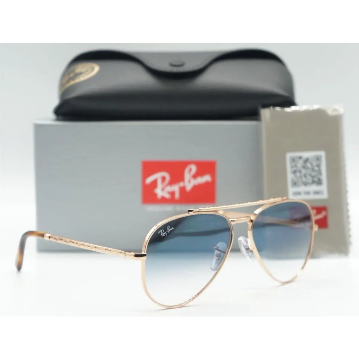 Ray-ban Sunglasses Aviator RB 3625 9202/3F 58-14 Rose Gold Frame Blue Lenses by Ray-Ban