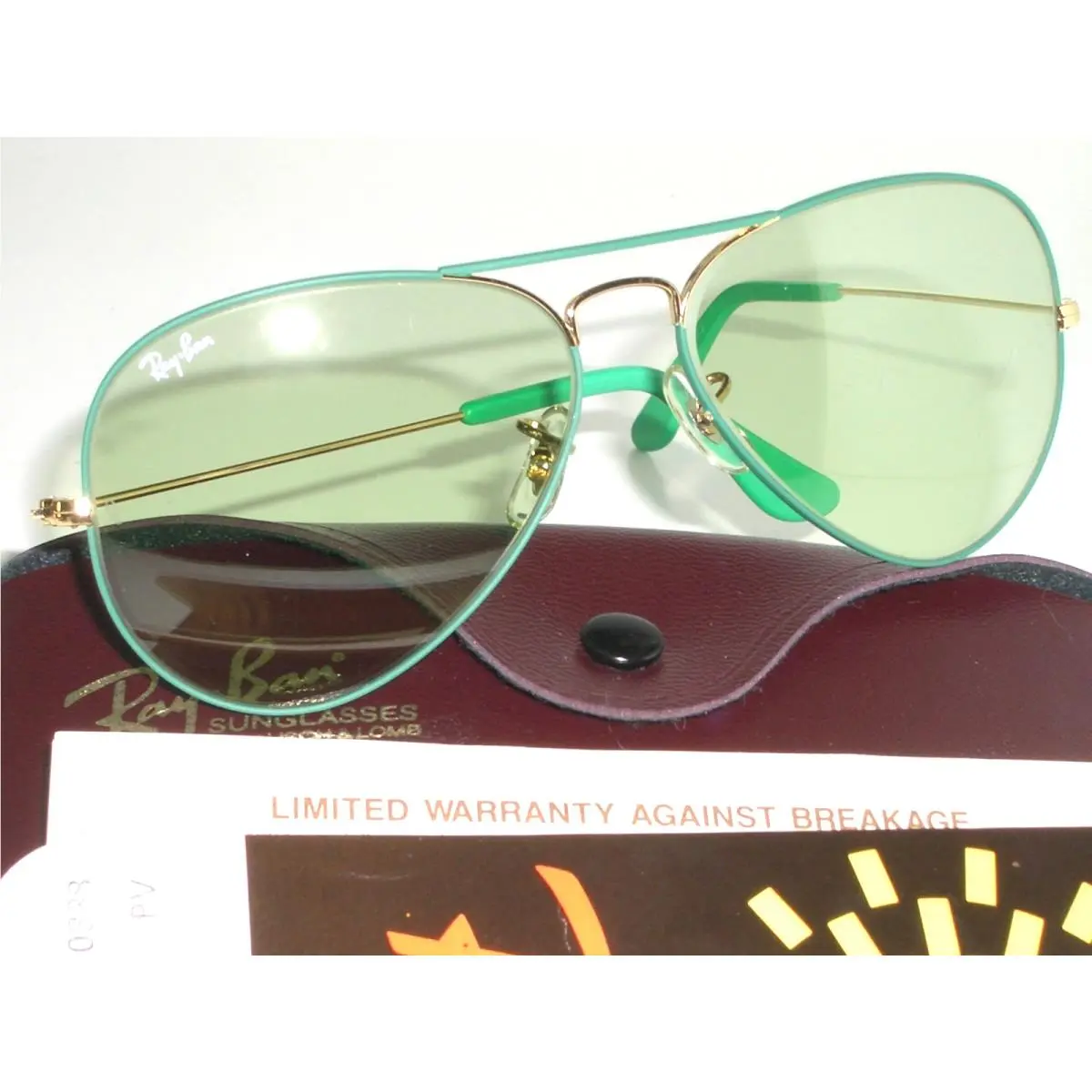 58 14 Vintage B L Ray-ban W0338 Arista/green Tone Changeable Aviator Sunglasses by Ray-Ban