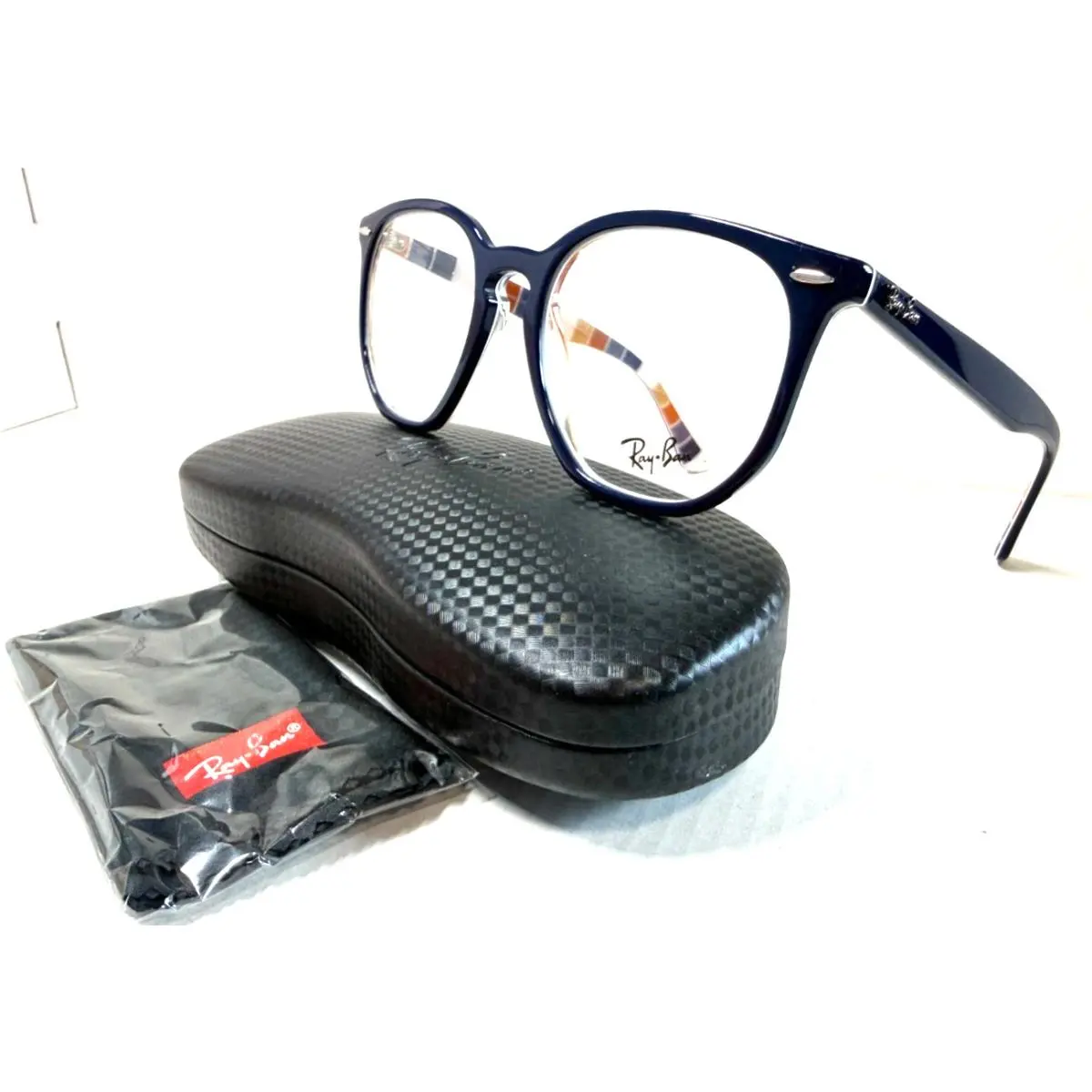 Ray-ban RB 7151 8091 Shiny Navy Blue ON Multicolor Eyeglasses 52-19 by Ray-Ban