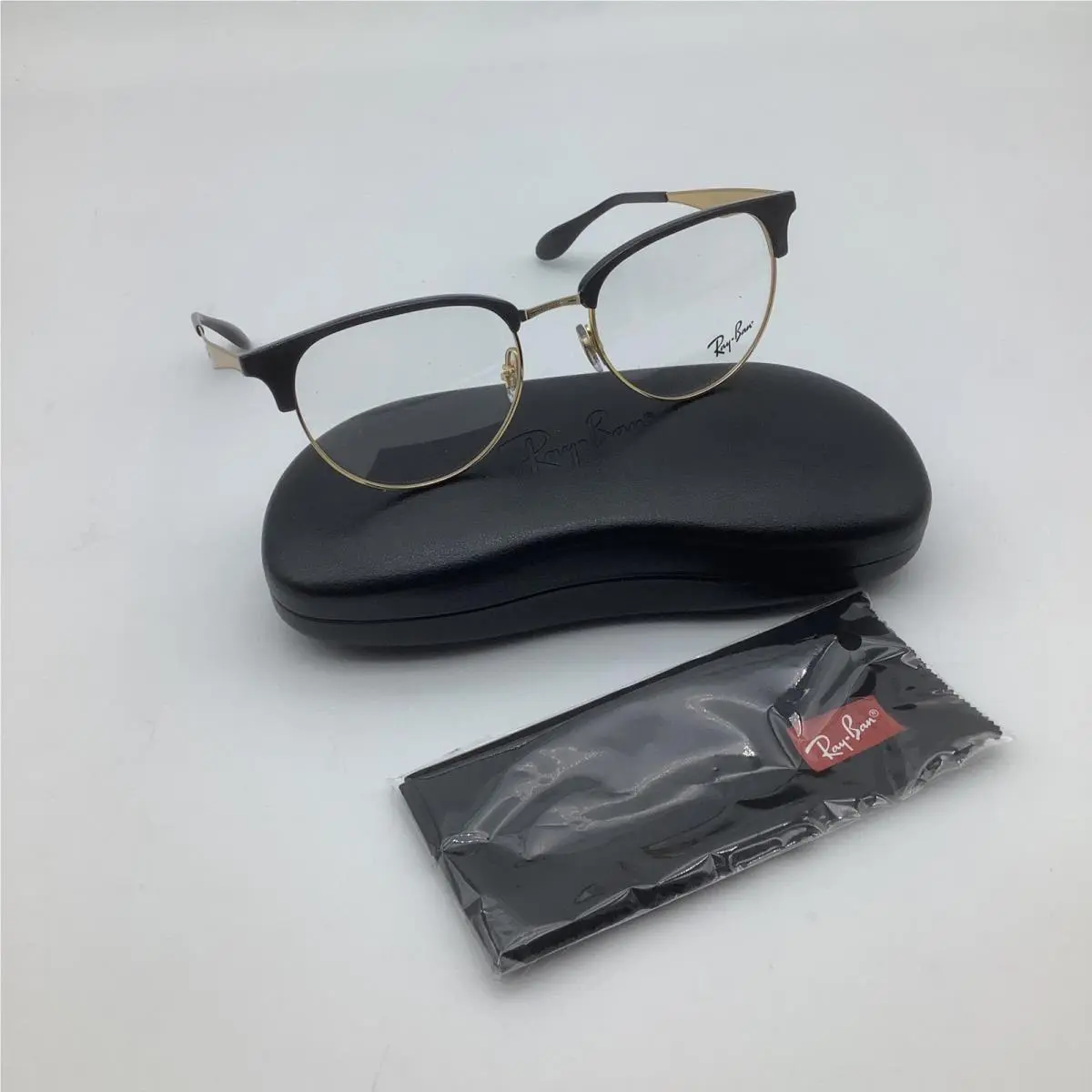 Ray Ban RB6396 5784 Black Gold Browline Eyeglasses Frames 53-19-145 Case by Ray-Ban