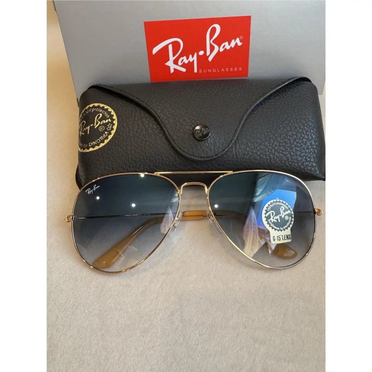 Ray-ban Aviator Pilot Gold Frame / Gradient Blue RB3025 62mm Sunglasses by Ray-Ban