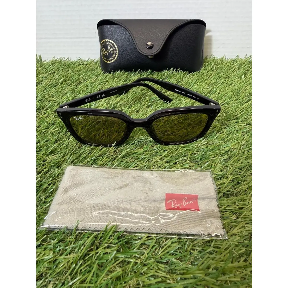 Ray-ban RB4439D Sunglasses 901/73 Black Frame Yellow Ochre Lens Square Unisex by Ray-Ban