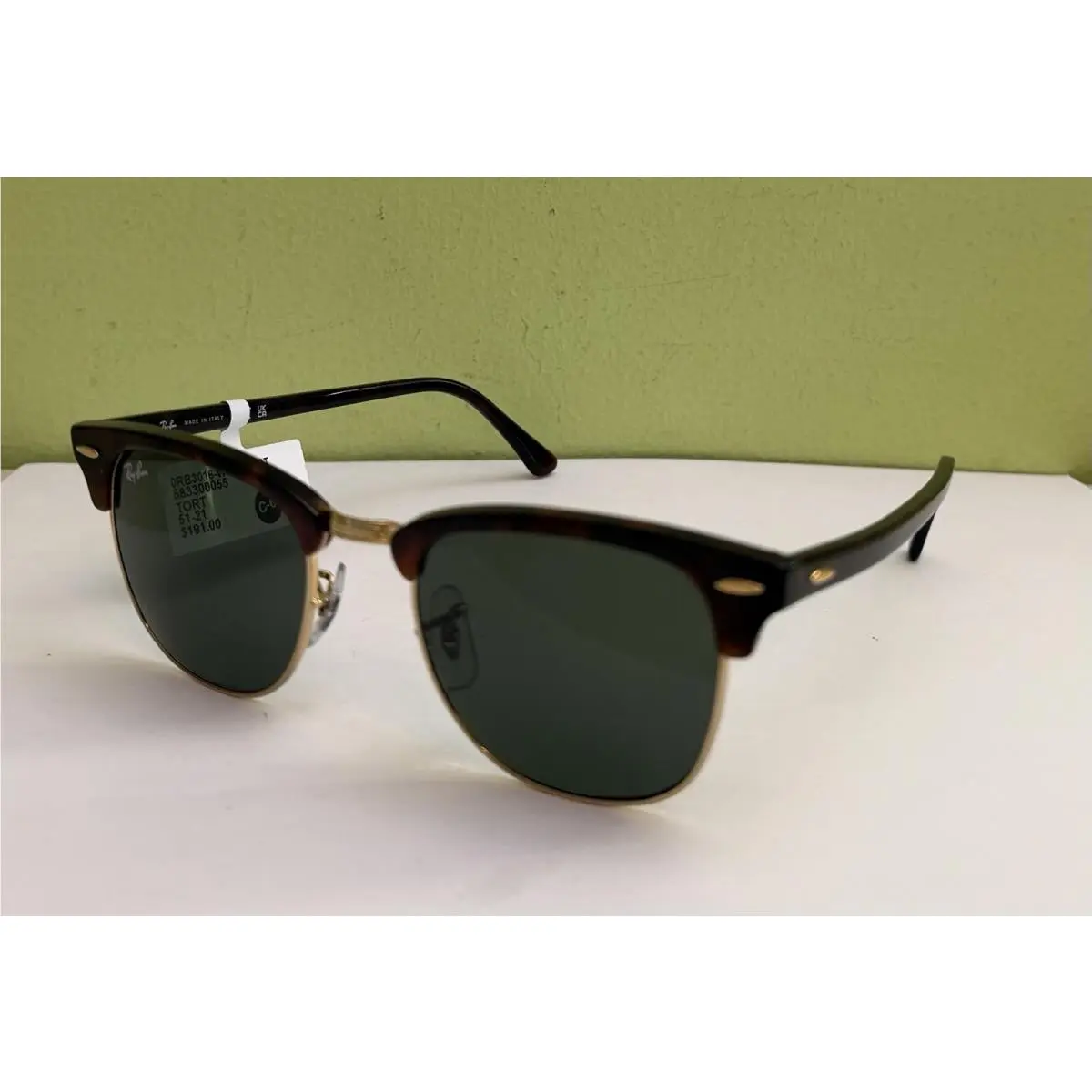 Ray Ban RB3016 Clubmaster Sunglasses W0366 Brown Tortoise 51-21-145 by Ray-Ban