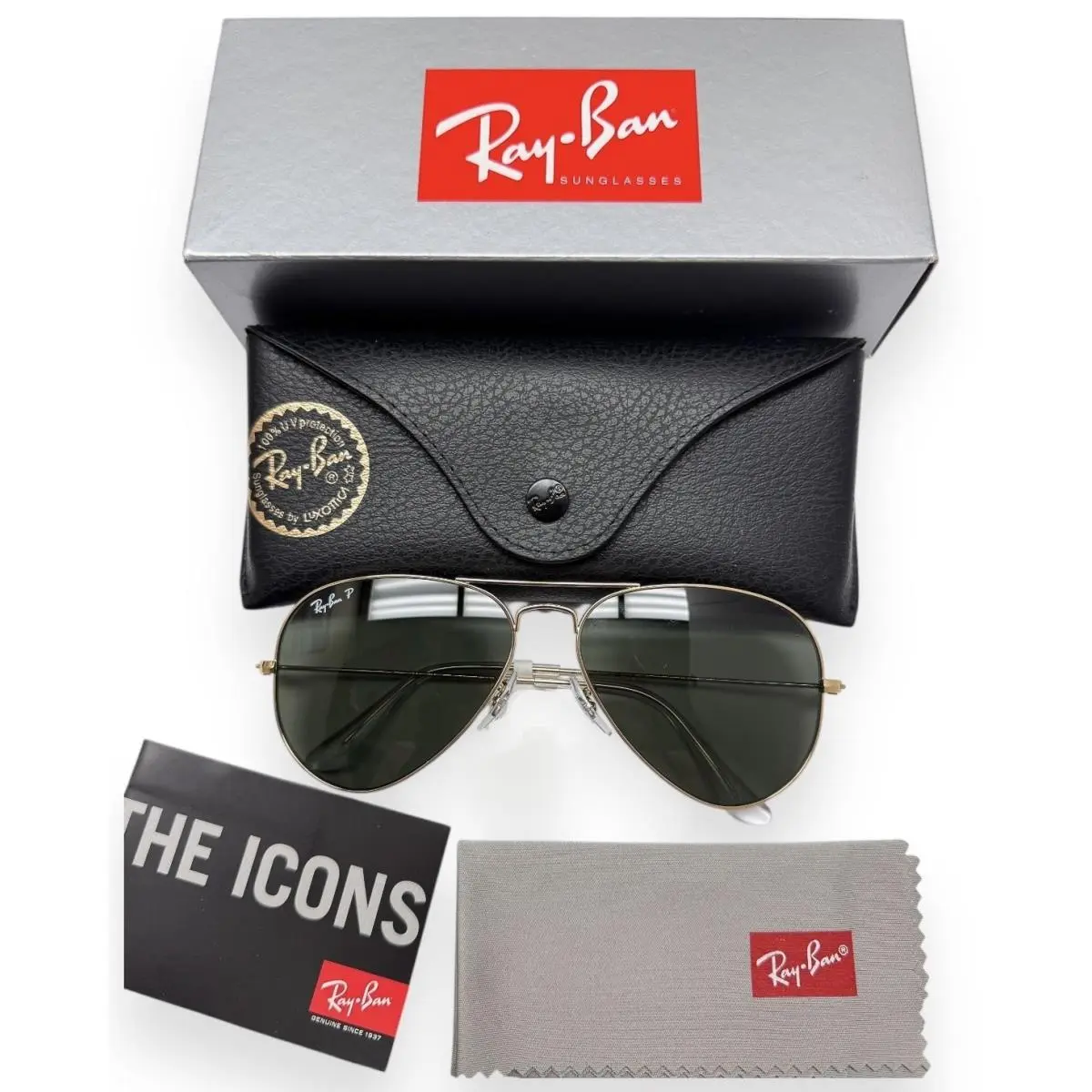 Ray-ban Aviator Sunglasses RB3025 001/58 Arista Gold Green Polarized 58mm W/case by Ray-Ban