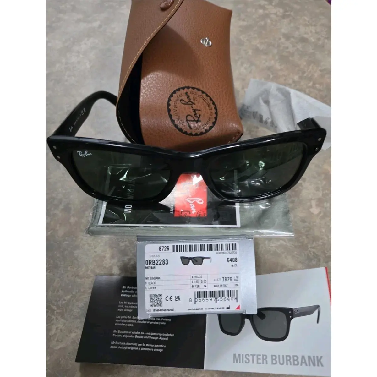 Ray-ban Sunglasses RB2283 MR Burbank 901/31 Black Frames w/ G-15 Green Lenses by Ray-Ban