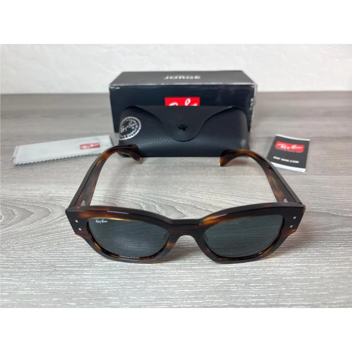 Ray-ban Jorge Sunglasses RB7681SF Striped Havana Tortoise Blue Lens Japan 52mm by Ray-Ban