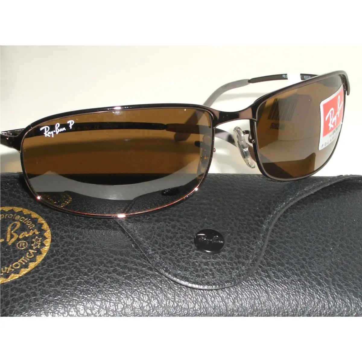 Ray Ban RB3220 014/47 62 16 Brown B15 Polarized Flex Metal Wraps Sunglasses by Ray-Ban