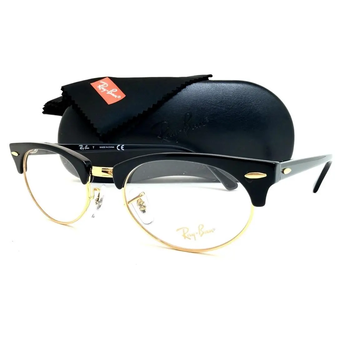 Ray Ban Eyeglasses RB 3946V 8057 Clubmaster Oval Black 50-19-140 with Case by Ray-Ban