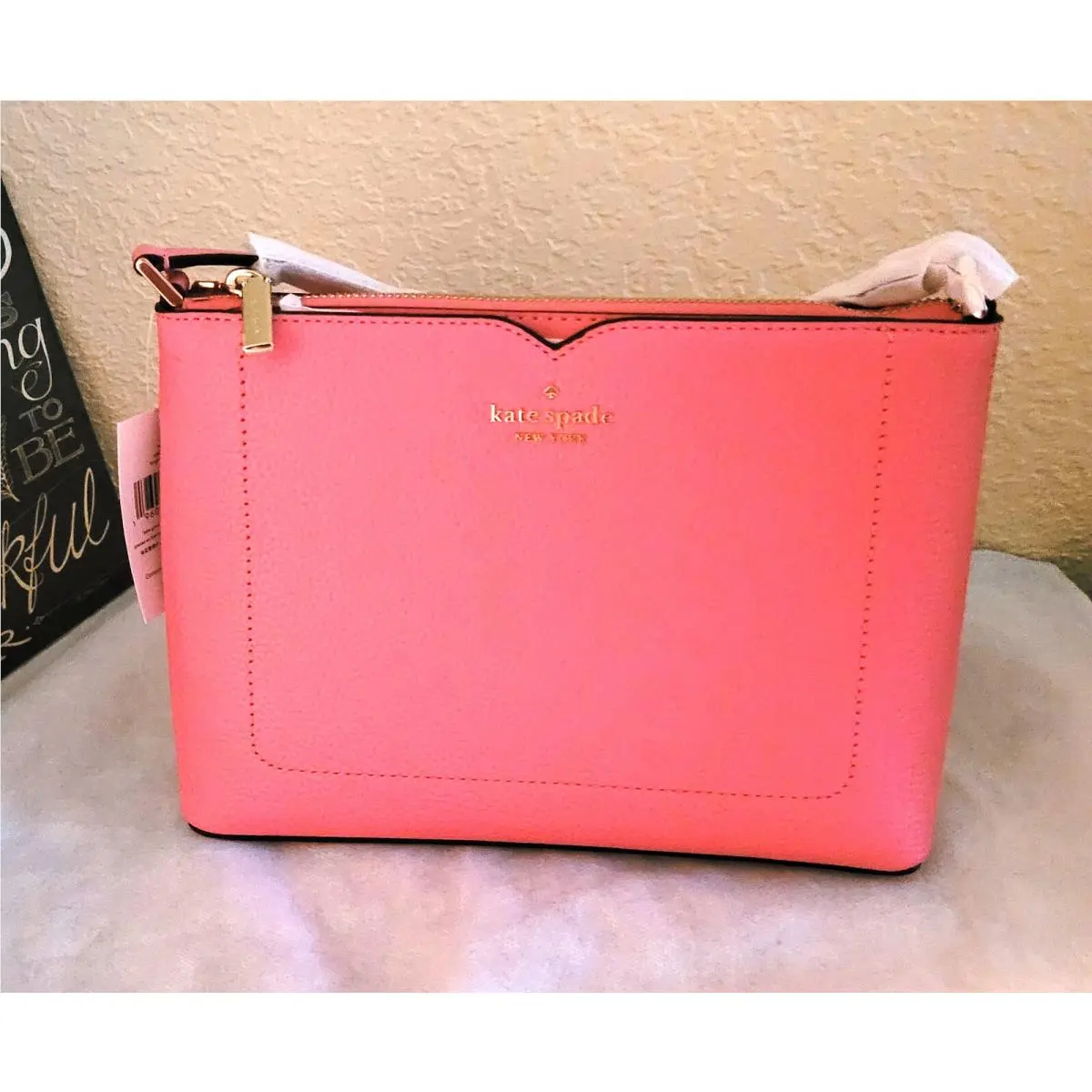 New w/ Tag  NY Harlow Pebbled Leather Small Lightweight Pink Crossbody by Kate Spade