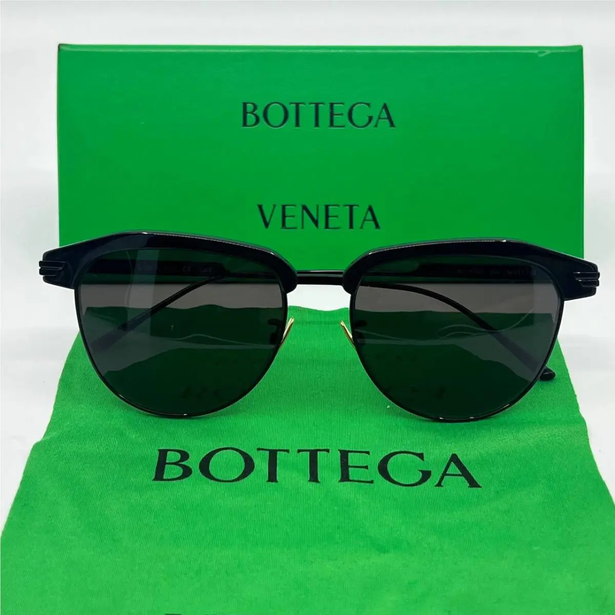 Black Metal Sunglasses with Case BV1112SA 54mm by Bottega Veneta