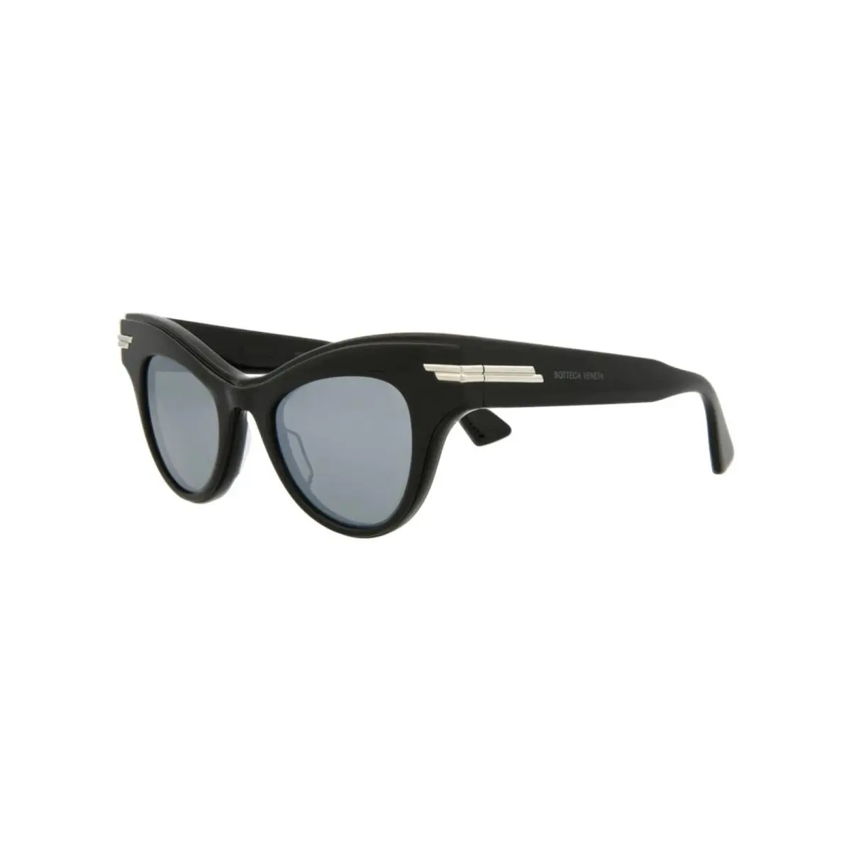 Women`s Black Cat Eye Silver Mirror Lens - BV1004S-006 by Bottega Veneta