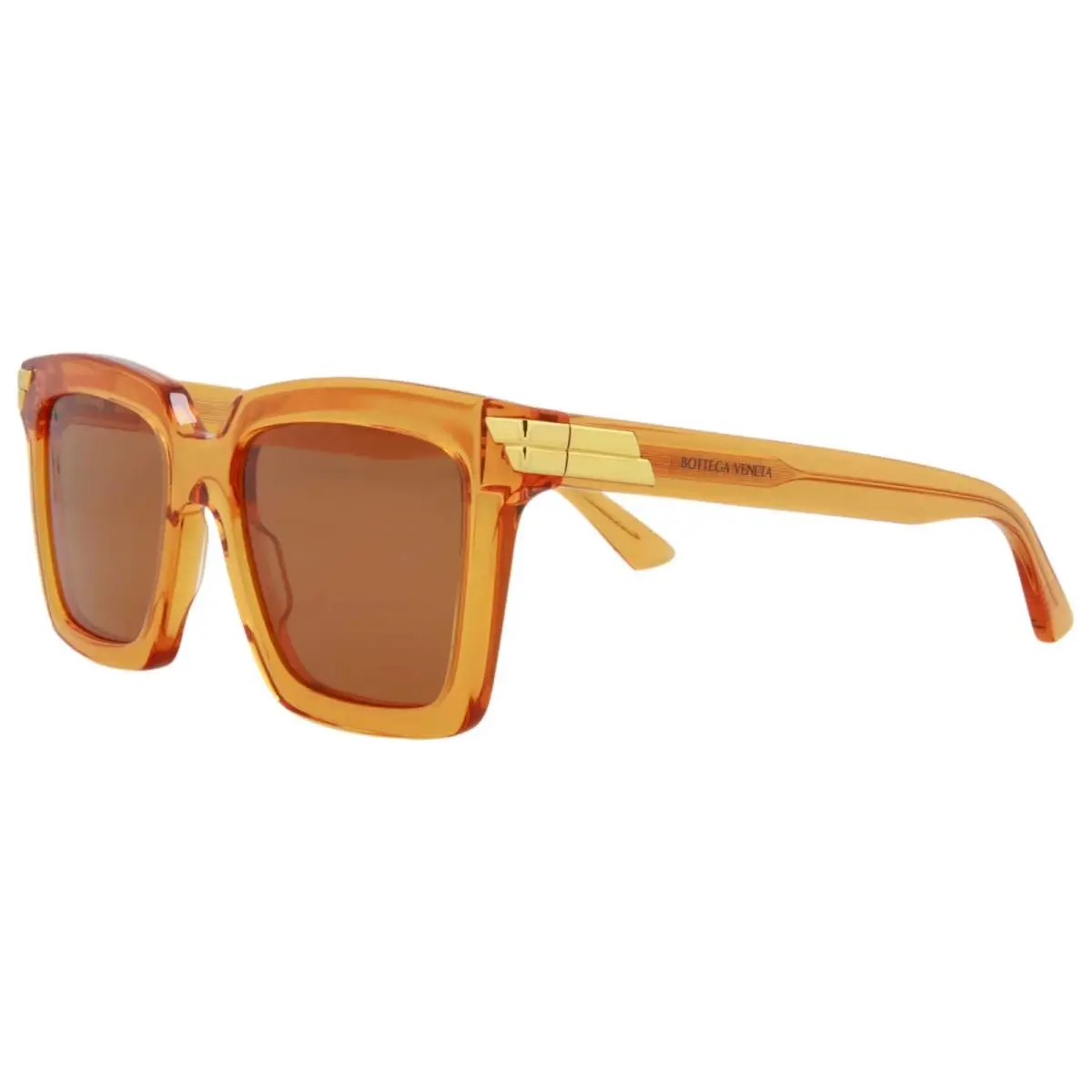 Women`s Orange Rectangle Sunglasses Orange Lens - BV1005S-004 by Bottega Veneta